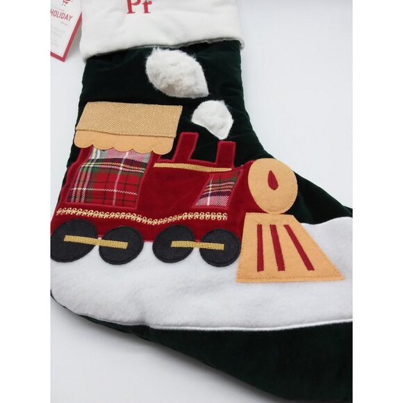 Pottery Barn Kids Train Luxe Velvet Stocking Christmas Holiday Xmas Quilted - Picture 3 of 9
